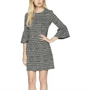 Calvin Klein Bell Sleeve Shift plaid dress sz 12